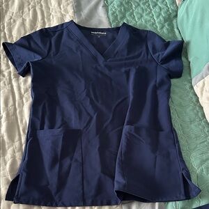 Mandala Women's V-Neck Scrub Top in Navy